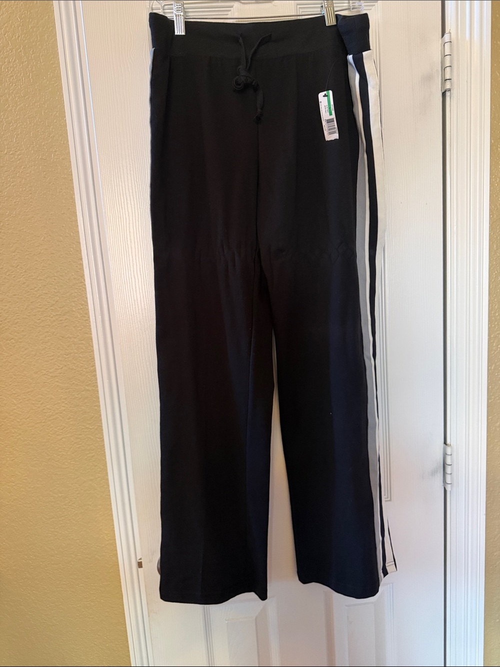 Womens Black Jogger Pants with White Side Stripes
